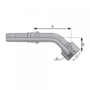 DKJ угловой ниппель 45°, JIC конус 74°, interlock, гайка со штифтом, UNF резьба. (KF45J)